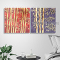 Bamboo Trees Botanical Modern Heavy Texture Artist Handmade 2 Piece Multi Panel Canvas Painting Wall Art Set For Room Equipment