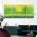 Green Garden Landscape Modern Heavy Texture Artist Handmade 3 Piece Multi Panel Wall Art Paintings Set For Room Finery