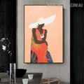 Female Hat Bangles Abstract Figure Scandinavian Painting Picture Canvas Print for Room Wall Outfit