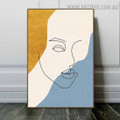 Human Line Face Abstract Figure Art Modern Image Canvas Print for Room Wall Flourish