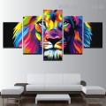 Motley Lion Face Animal Modern 5 Piece Large Canvas Wall Art Image Canvas Print for Room Getup