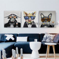 Dapper Beast Modern Animal Heavy Texture Artist Handmade 3 Piece Multi Panel Canvas Oil Painting Wall Art Set for Room Adornment