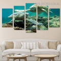 Turtle Sand Naturescape Animal Modern 5 Piece Split Art Image Canvas Print for Room Wall Onlay