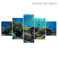 Ocean Scenery Water Naturescape Animal Modern 5 Piece Multi Panel Image Canvas Painting Print for Room Wall Adornment