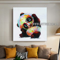 Cute Panda Modern Heavy Texture Artist Handmade Animal Art Painting for Room Garniture