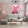 Pink Pig Modern Heavy Texture Artist Handmade Animal Wall Art Painting for Room Flourish