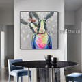 Dapple Rabbits Animal Heavy Texture Artist Handmade Modern Wall Art Painting for Room Garniture