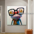 Frog with Glasses Modern Heavy Texture Artist Handmade Animal Wall Art Painting for Room Decoration