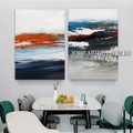 Colored Stigma Abstract Modern Heavy Texture Artist Handmade 2 Piece Split Panel Canvas Painting for Room Adornment