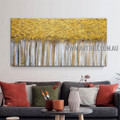 Golden Arbors Botanical Abstract Heavy Texture Artist Handmade Modern Wall Art Painting for Room Adorn