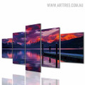 Motley Aqua Reflex Human Landscape Animal Floral Modern 5 Piece Split Art Image Canvas Print for Room Wall Onlay