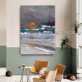 Briny and Sundown Abstract Landscape Heavy Texture Artist Handmade Modern Wall Art Painting for Room Adornment