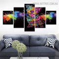 Slur Dog Abstract Modern 5 Piece Split Animal Painting Image Canvas Print for Room Wall Trimming