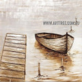 Bleak Boats Seascape Abstract Heavy Texture Artist Handmade Modern Wall Art Painting