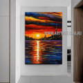 Sunset Scenery Landscape Modern Heavy Texture Artist Handmade Abstract Artwork Painting for Room Flourish