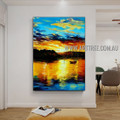 Sea and Dusk Abstract Landscape Heavy Texture Artist Handmade Modern Art Painting for Room Spruce