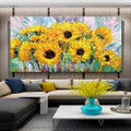 Sunflower Field Modern Floral Heavy Texture Artist Handmade Abstract Stretched Oil Painting For Room Décor