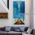 Colored Path Botanical Modern Heavy Texture Artist Handmade Abstract Acrylic Painting for Room Onlay