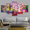 Glass Candles Blooms Abstract Floral Modern 5 Multi Panel Image Canvas Painting Print for Room Wall Embellishment