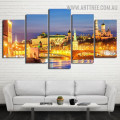 Building Bridge Landscape Modern 5 Piece Large Canvas Wall Art Image Canvas Print for Room Drape