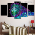 Hued Lion Animal Modern 5 Piece Large Size Abstract Artwork Image Canvas Print for Room Wall Garniture
