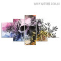 Scalp Flowers Modern 5 Piece Over Size Abstract Floral Artwork Image Canvas Print for Room Wall Finery