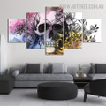 Scalp Spots Modern 5 Piece Multi Panel Image Canvas Abstract Floral Painting Print for Room Wall Garnish