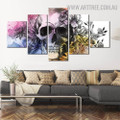 Scalp Leaves Abstract Floral Modern 5 Piece Split Art Image Canvas Print for Room Wall Flourish