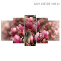 Magnolias Blossom Modern 5 Piece Over Size Floral Painting Image Canvas Print for Room Wall Moulding