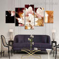 Magnolia Florets Modern 5 Piece Over Size Abstract Floral Artwork Image Canvas Print for Room Wall Finery
