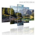 Hillside Arbor Hills Landscape Modern 5 Piece Split Art Image Canvas Print for Room Wall Flourish