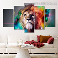 Splash Lion Modern 5 Piece Animal Abstract Split Art Image Canvas Print for Room Wall Getup