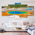 Yellowstone National Park Water Modern 5 Multi Panel Landscape Artwork Image Canvas Print for Room Wall Illumination