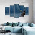 Deep Ocean Guitar Seascape Modern 5 Piece abstract Large Canvas Wall Art Image Print for Room Decor
