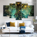 Solitude Trees Land Modern 5 Piece Multi Panel Landscape Image Canvas Artwork Print for Room Wall Flourish