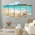 Seashell Beach Sky Modern 5 Piece Naturescape Split Art Image Canvas Print for Room Wall Getup