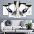 Husky Dog Eyes Stars Animal Modern 5 Piece Split Art Image Canvas Print for Room Wall Outfit