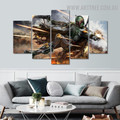 Helmet Warrior Boba Land Modern 5 Piece Multi Panel Landscape Image Canvas Artwork Print for Room Wall Flourish