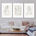 Dona Streak Figure Woman Abstract Modern Painting Image Minimalist Stretched 3 Piece Canvas Print for Room Wall Garniture
