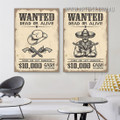 Wanted Ancient Poster Human Abstract Typography Stretched Vintage Artwork Image 2 Piece Canvas Print for Room Wall Trimming