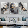 Splotch Marbles Spots Abstract Photograph Stretched Canvas Print Modern Pattern 3 Panel Wall Painting for Room Finery