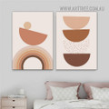 Curved Lines Scansion Circles Abstract Scandinavian Geometric Wall Artwork Picture 2 Panel Framed Canvas Print for Room Garnish