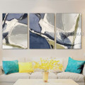 Zigzag Stains Abstract Modern Handmade 3 Piece Multi Panel Canvas Painting For Room Décor