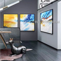 Mackle Design Abstract Modern Handmade Framed 3 Piece Multi Panel Oil Painting Set For Room Finery