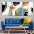 Colorific Lineament Abstract Modern Framed 3 Piece Multi Panel Canvas Painting For Room Decor