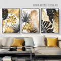 Tropical Leaf Marble Stretched Modern Abstract Wall Art Photograph 3 Piece Canvas Print for Room Illumination