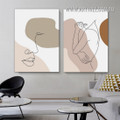 Curve Feme Portrait Spots Figure Scandinavian Wall Hanging Stretched Abstract Artwork Image 2 Piece Canvas Print for Room Drape