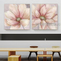 Cosmos Floral Modern Handmade Framed 2 Piece Multi Panel Oil Painting Set For Room Onlay