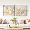 Flower Painting Set Floral Vintage Handmade Framed 2 Piece Wall Decor Set For Room Garnish