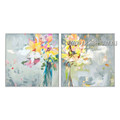 Blossoms Art Set Floral Modern Heavy Texture Handmade Framed 2 Piece Multi Panel Abstract Painting